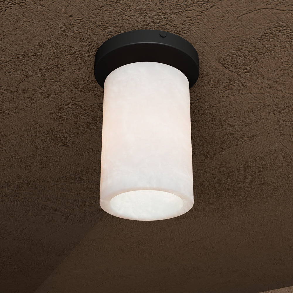 Monza - Alabaster Cylinder Single Light Semi Flush Fixture