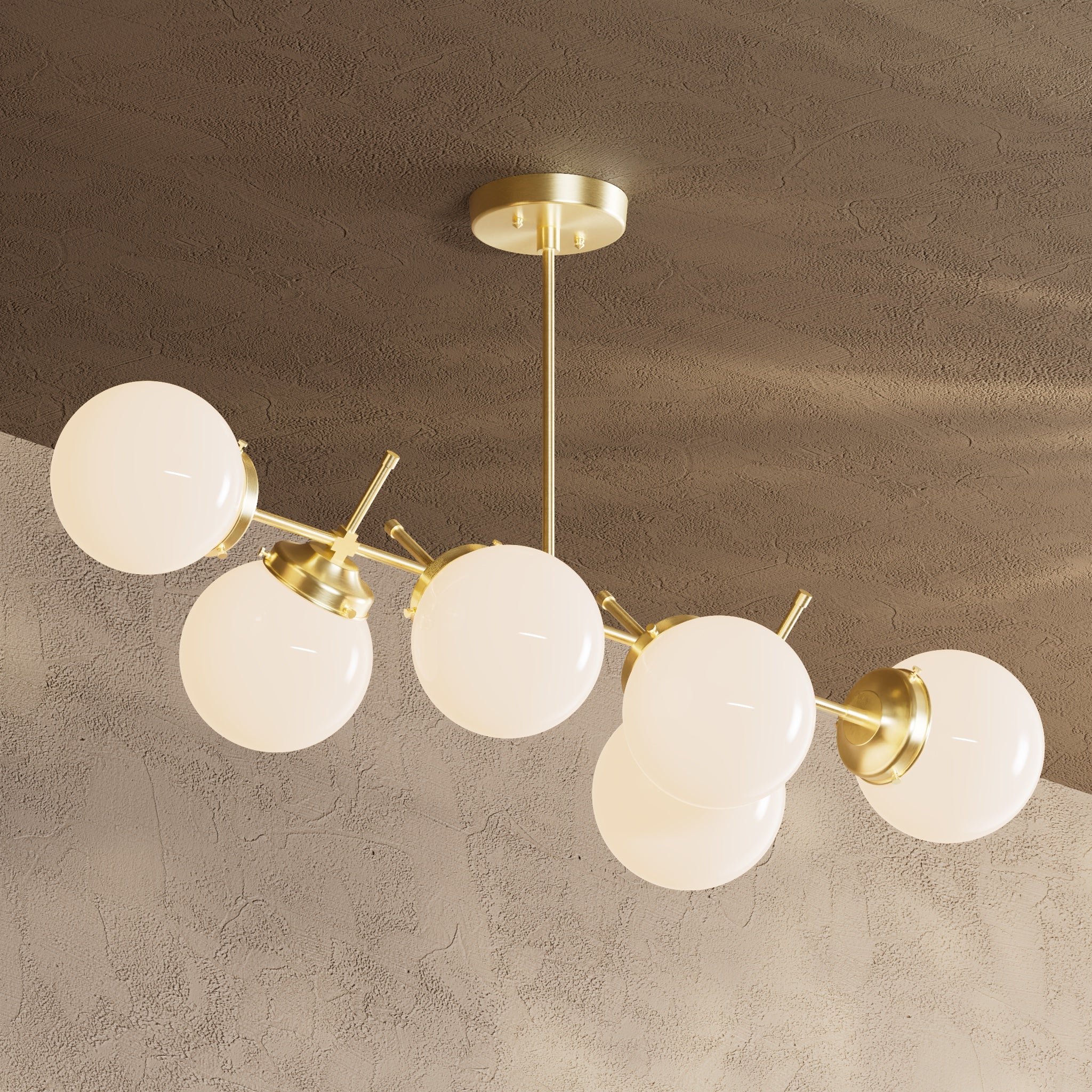 Austin Chandelier with Glass Globes, Handcrafted Mid Century