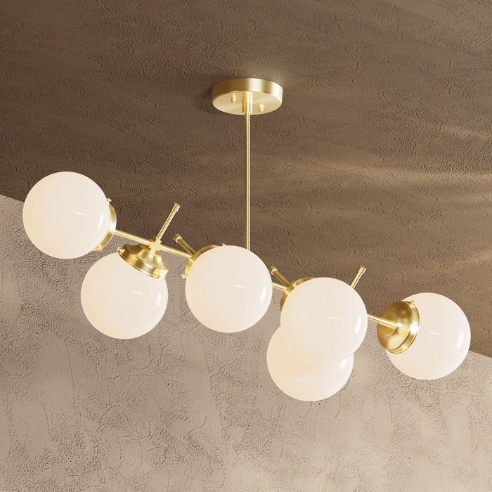 Austin - 6" Glass Globe 6 Light Linear Chandelier