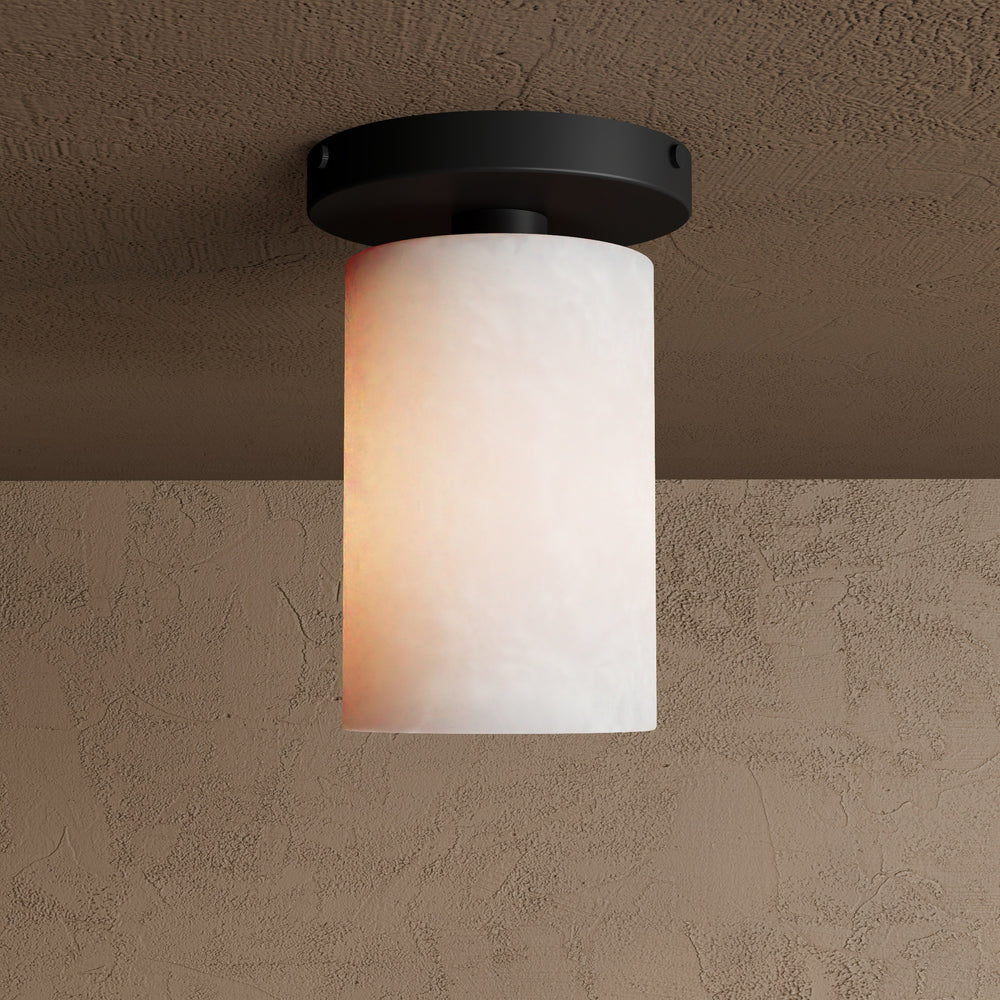 Monza - Alabaster Cylinder Single Light Semi Flush Fixture