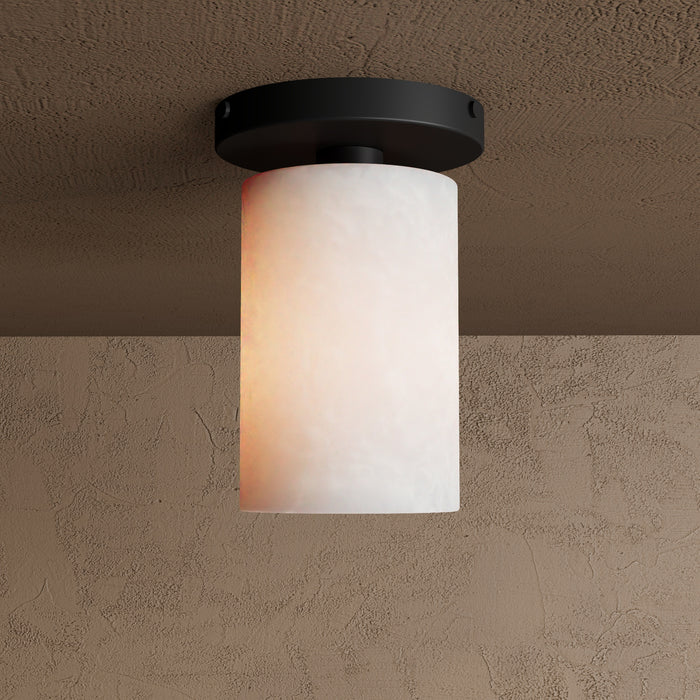 Monza - Alabaster Cylinder Single Light Semi Flush Fixture