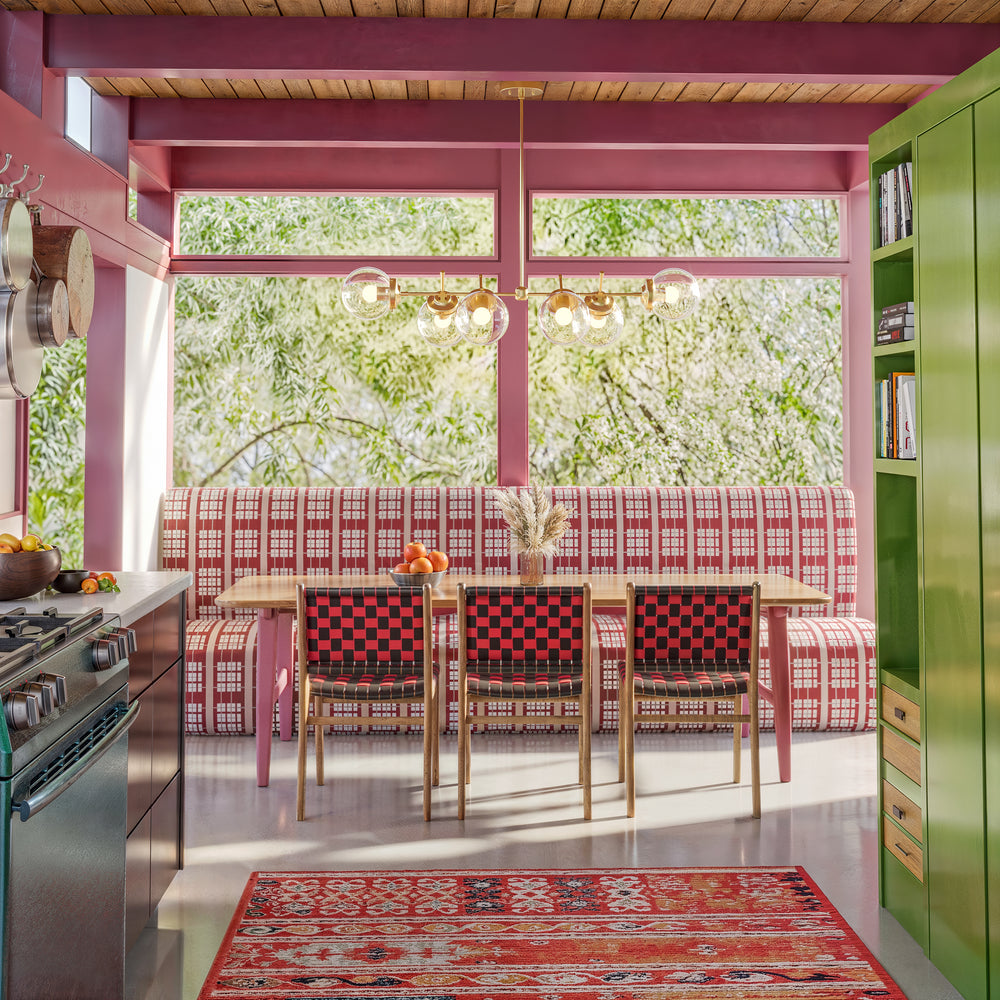 Austin Chandelier with Glass Globes, Handcrafted Mid Century