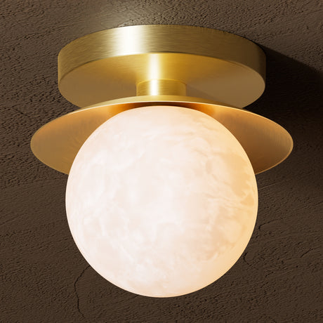 Marietta - Single Light Alabaster Globe Semi Flush