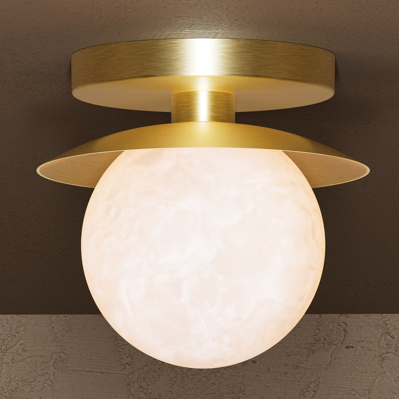 Marietta - Single Light Alabaster Globe Semi Flush