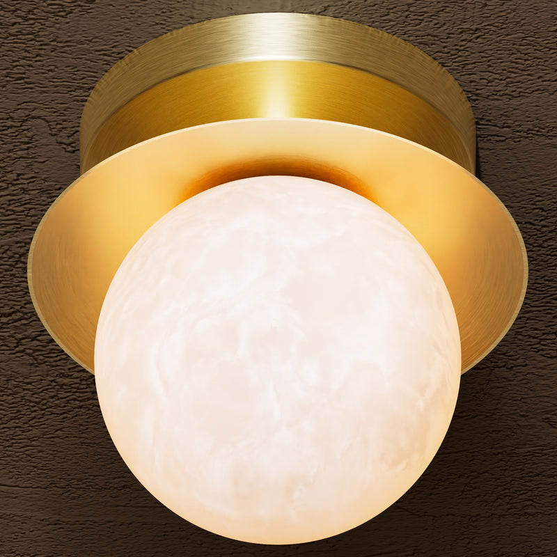 Marietta - Single Light Alabaster Globe Semi Flush