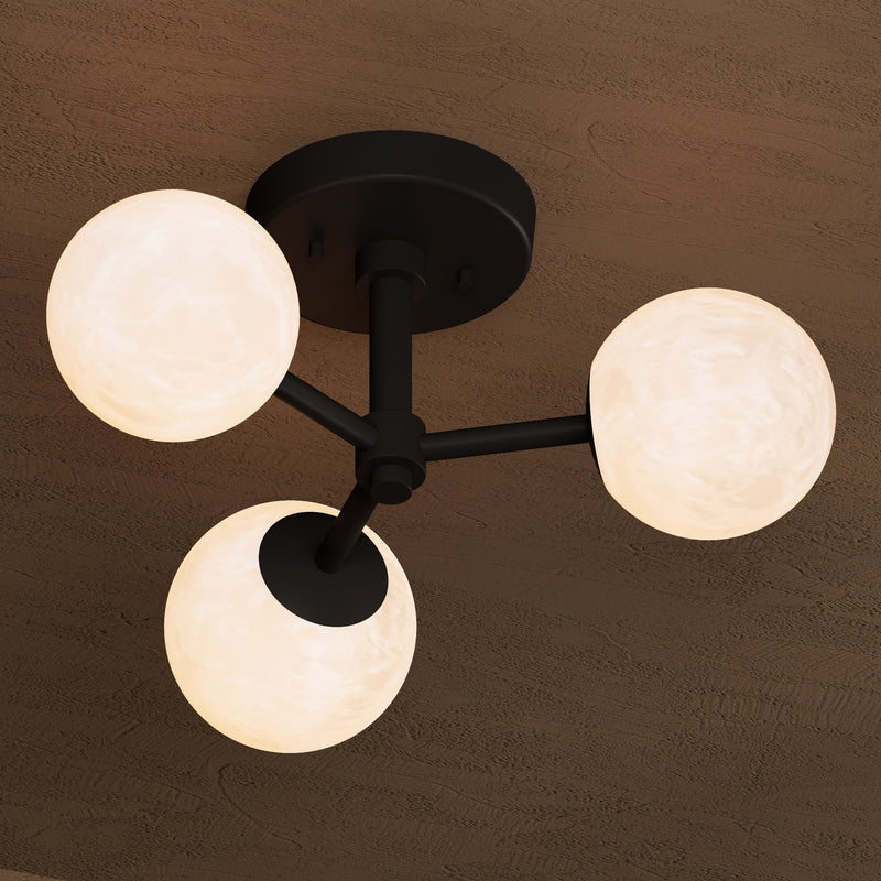 Osaka - Alabaster 3 Globe Semi Flush Light
