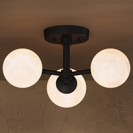 Osaka - Alabaster 3 Globe Semi Flush Light