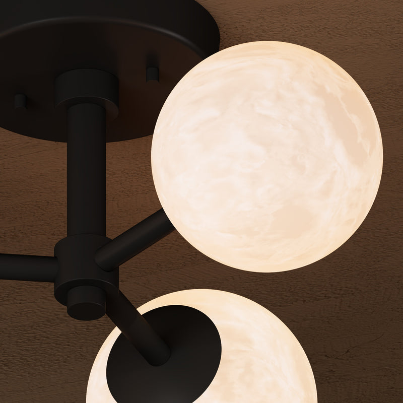 Osaka - Alabaster 3 Globe Semi Flush Light