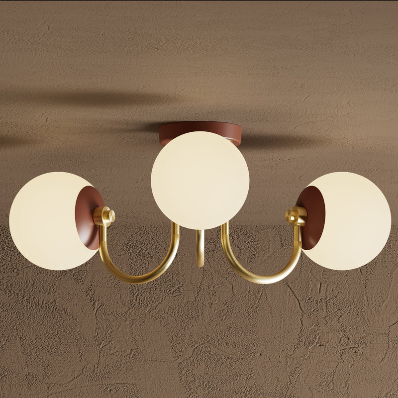 Ontario - Three or Six Light Glass Globe Semi Flush Fixture