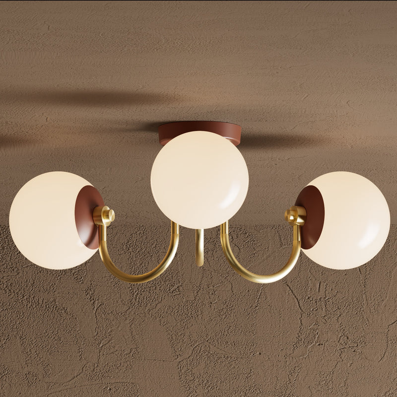 Ontario - Three or Six Light Glass Globe Semi Flush Fixture