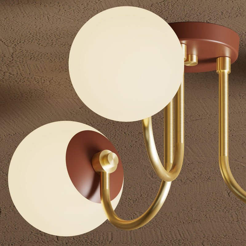 Ontario - Three or Six Light Glass Globe Semi Flush Fixture