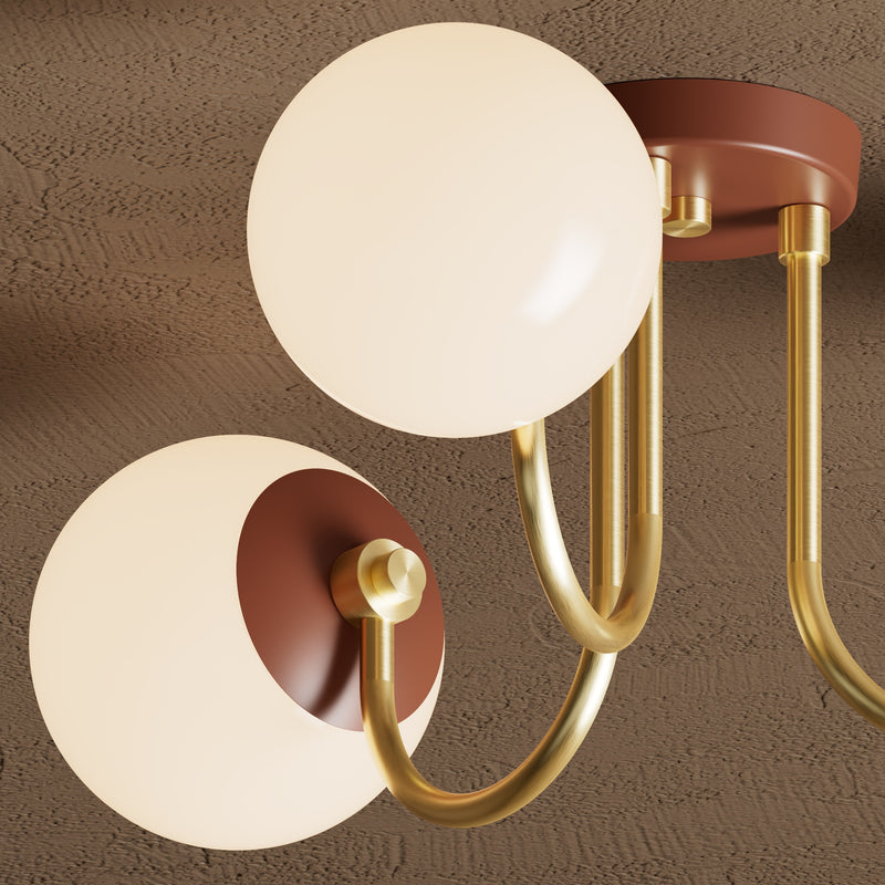 Ontario - Three or Six Light Glass Globe Semi Flush Fixture