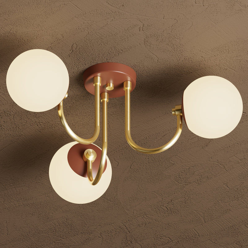 Ontario - Three or Six Light Glass Globe Semi Flush Fixture