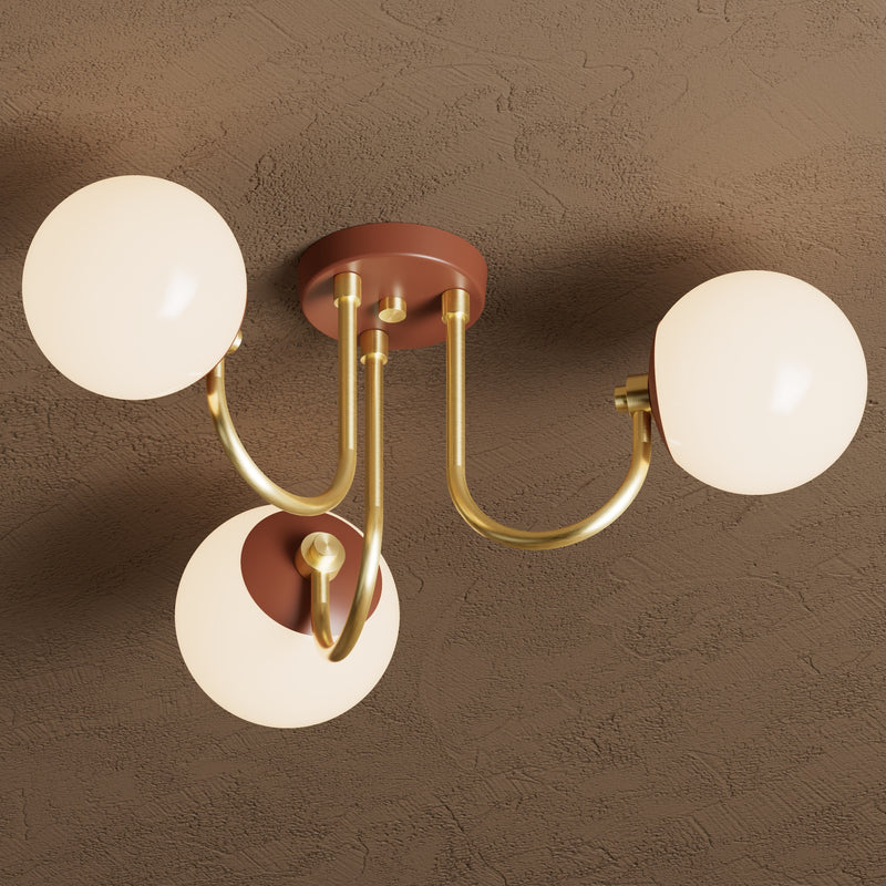Ontario - Three or Six Light Glass Globe Semi Flush Fixture