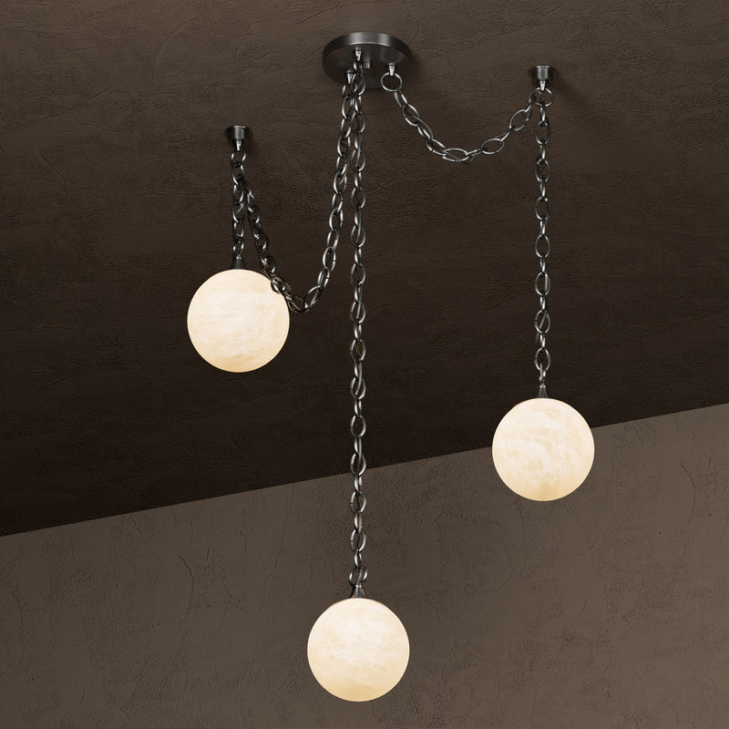 Moraine - 3 Light Alabaster 6" Globe Swag Chandelier