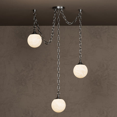 Moraine - 3 Light Alabaster 6" Globe Swag Chandelier