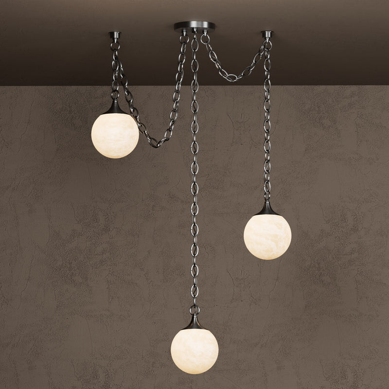 Moraine - 3 Light Alabaster 6" Globe Swag Chandelier