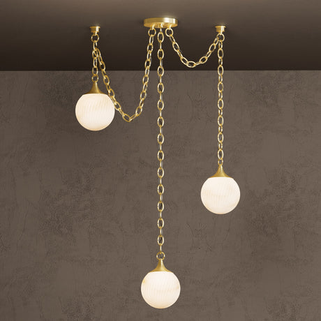 Moraine - 3 Light Alabaster 6" Swirl Globe Swag Chandelier