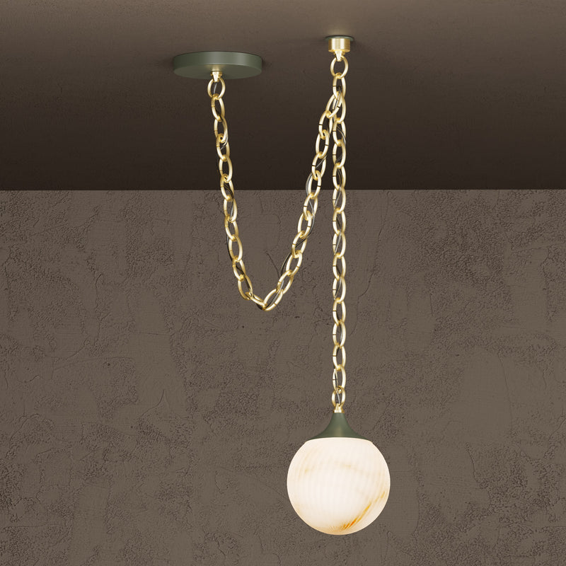 Moraine - 1 Light Alabaster 6" Swirl Globe Swag Pendant
