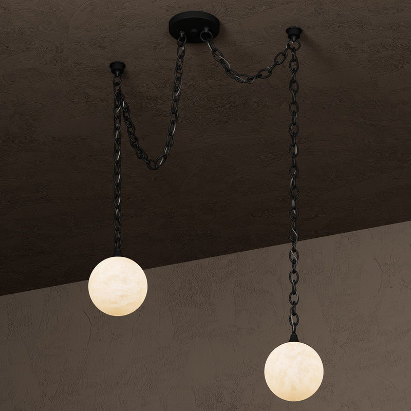 Moraine - 2 Light Alabaster 6" Globe Swag Chandelier