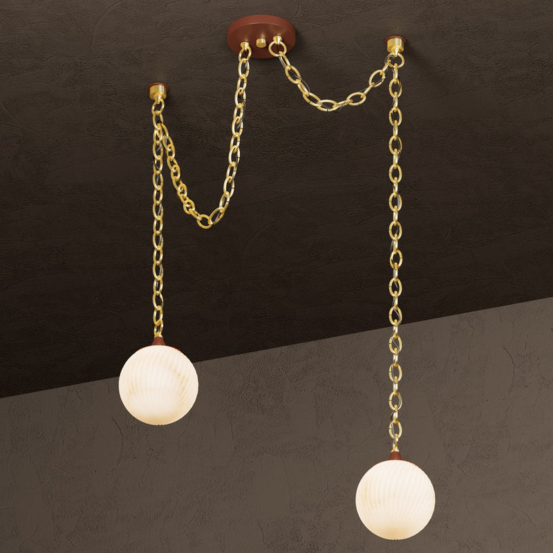 Moraine - 2 Light Alabaster 6" Swirl Globe Swag Chandelier