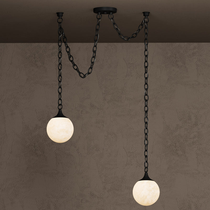 Moraine - 2 Light Alabaster 6" Globe Swag Chandelier