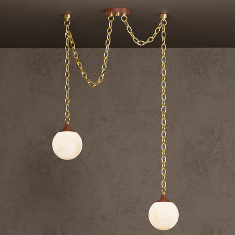 Moraine - 2 Light Alabaster 6" Swirl Globe Swag Chandelier