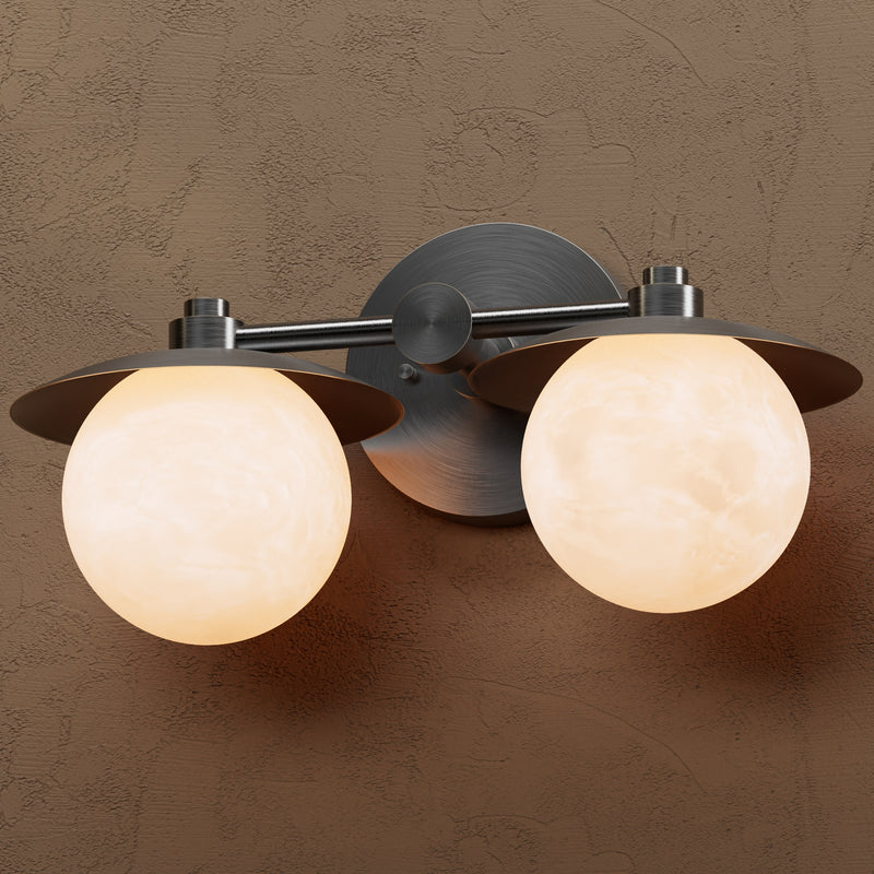 Mableton - Two Light Alabaster Globe Bathroom Vanity