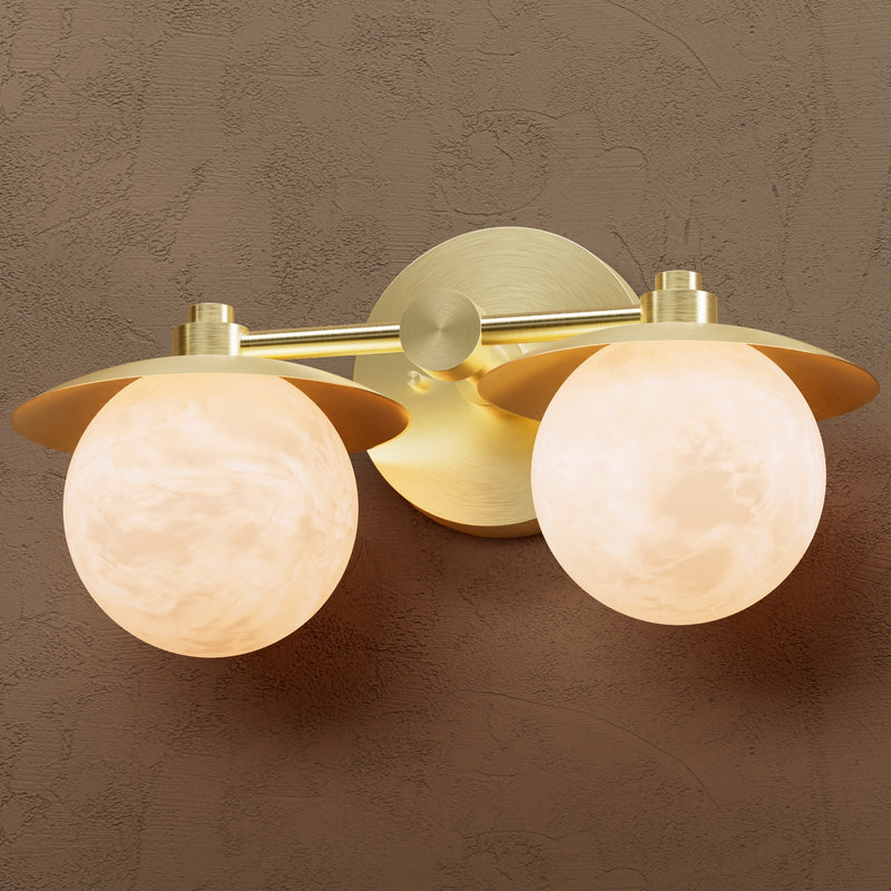 Mableton - Two Light Alabaster Globe Bathroom Vanity
