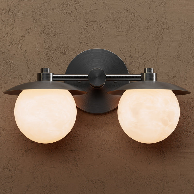 Mableton - Two Light Alabaster Globe Bathroom Vanity