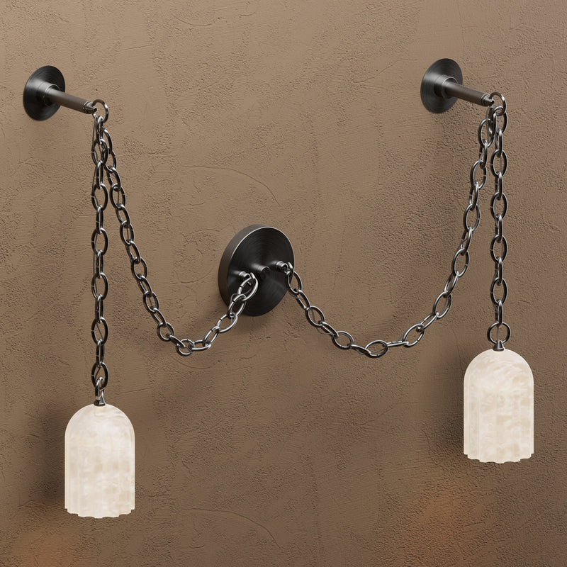 Davos - Two Light Alabaster Swag Sconce
