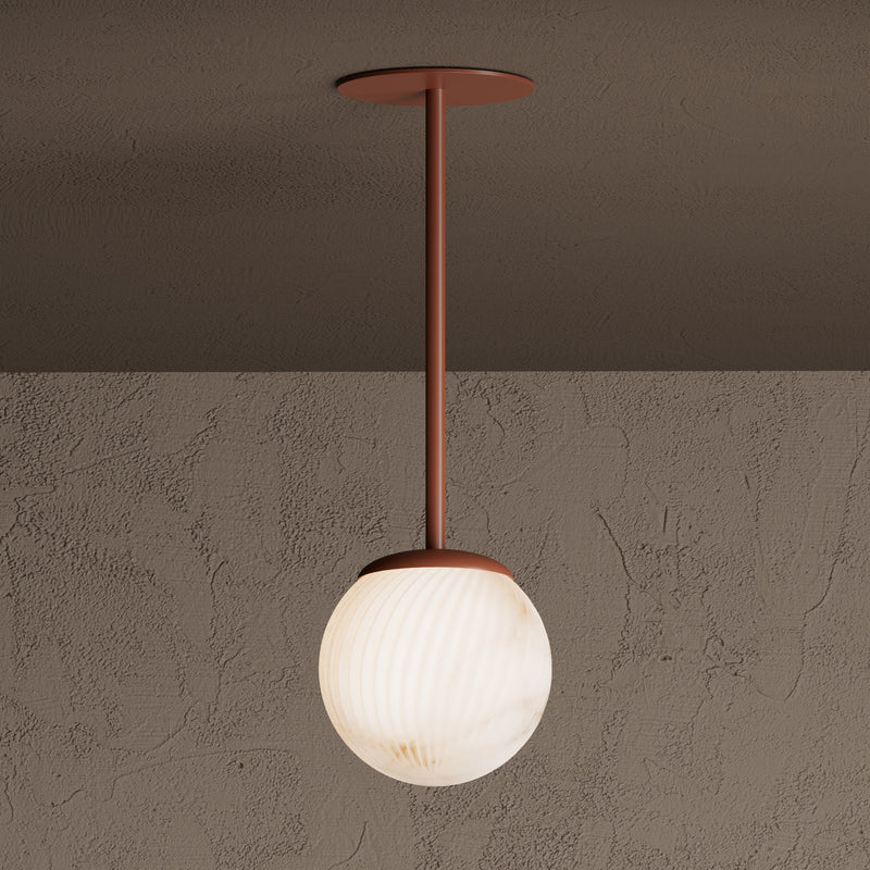 Sira - Single Light Alabaster Swirl Pendant - Pendant - Custom Lighting By Velora