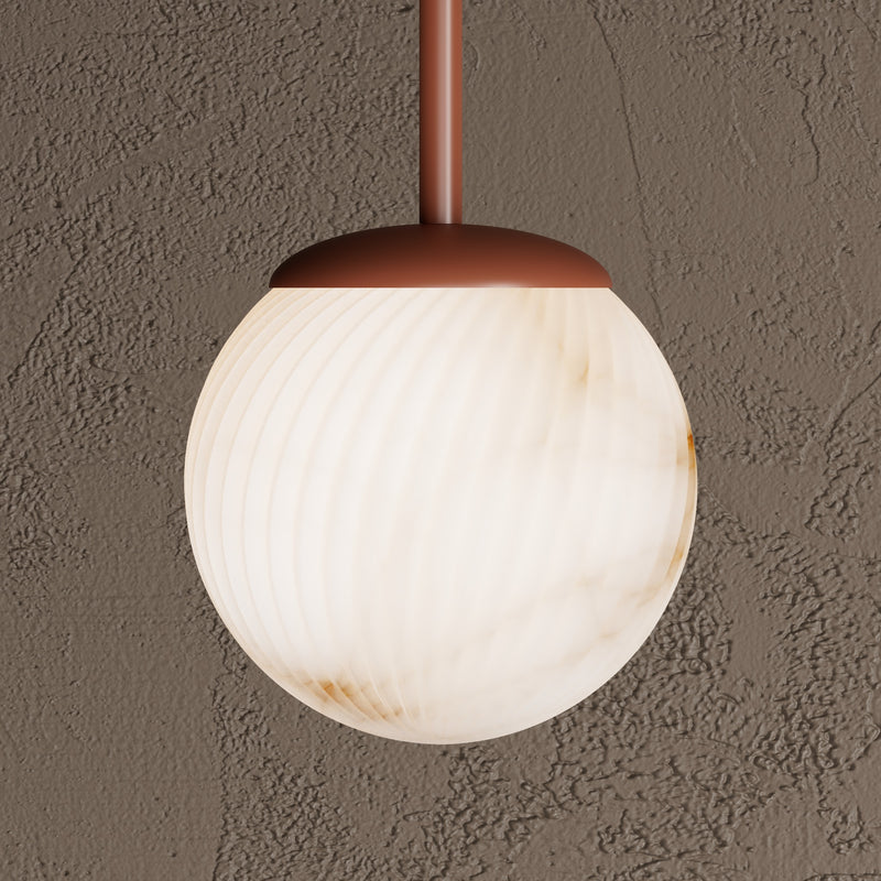 Sira - Single Light Alabaster Swirl Pendant - Pendant - Custom Lighting By Velora