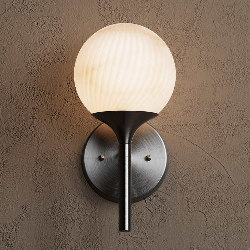 Norquay - Alabaster Swirl Single Light Sconce - Wall Sconce - Custom Lighting By Velora