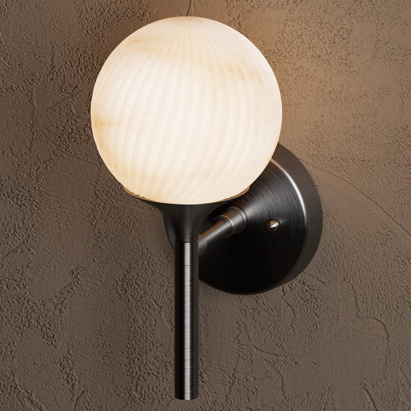 Norquay - Alabaster Swirl Single Light Sconce - Wall Sconce - Custom Lighting By Velora
