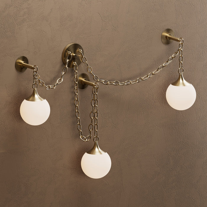 Sauer - Three Light Glass Globe Swag Sconce