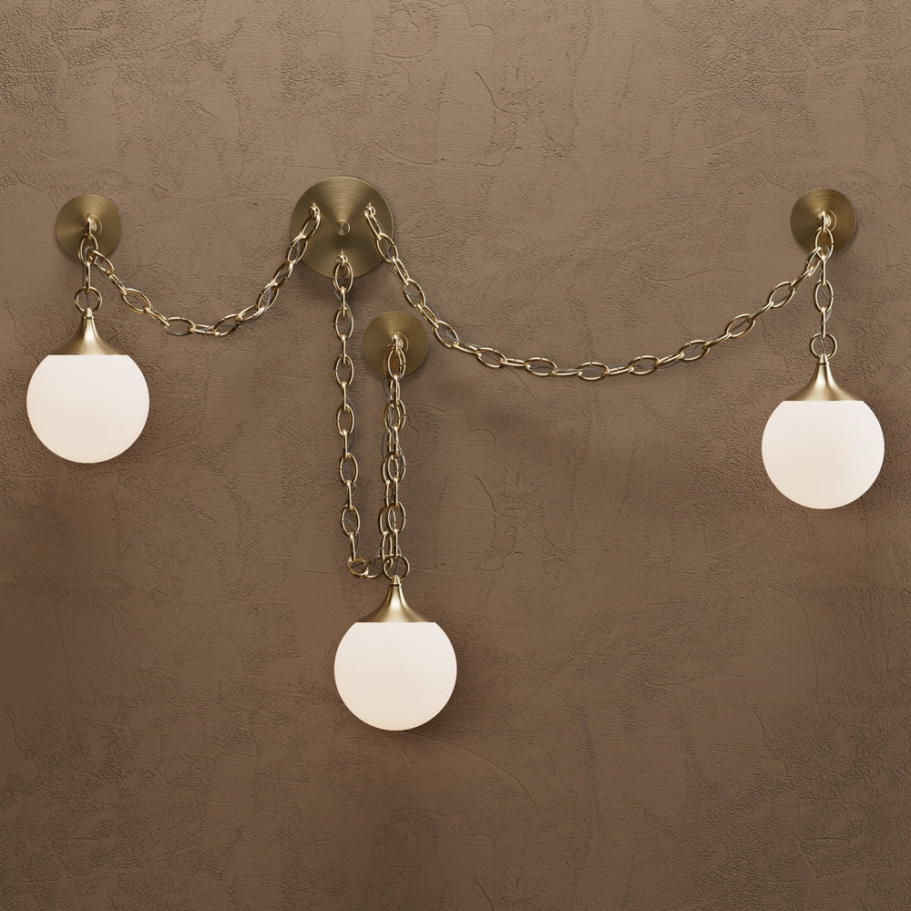 Sauer - Three Light Glass Globe Swag Sconce
