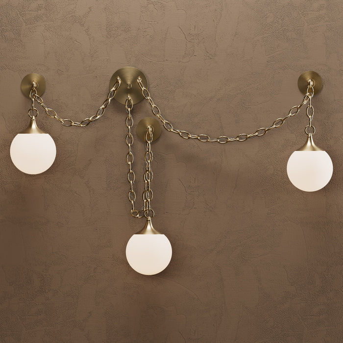 Sauer - Three Light Glass Globe Swag Sconce
