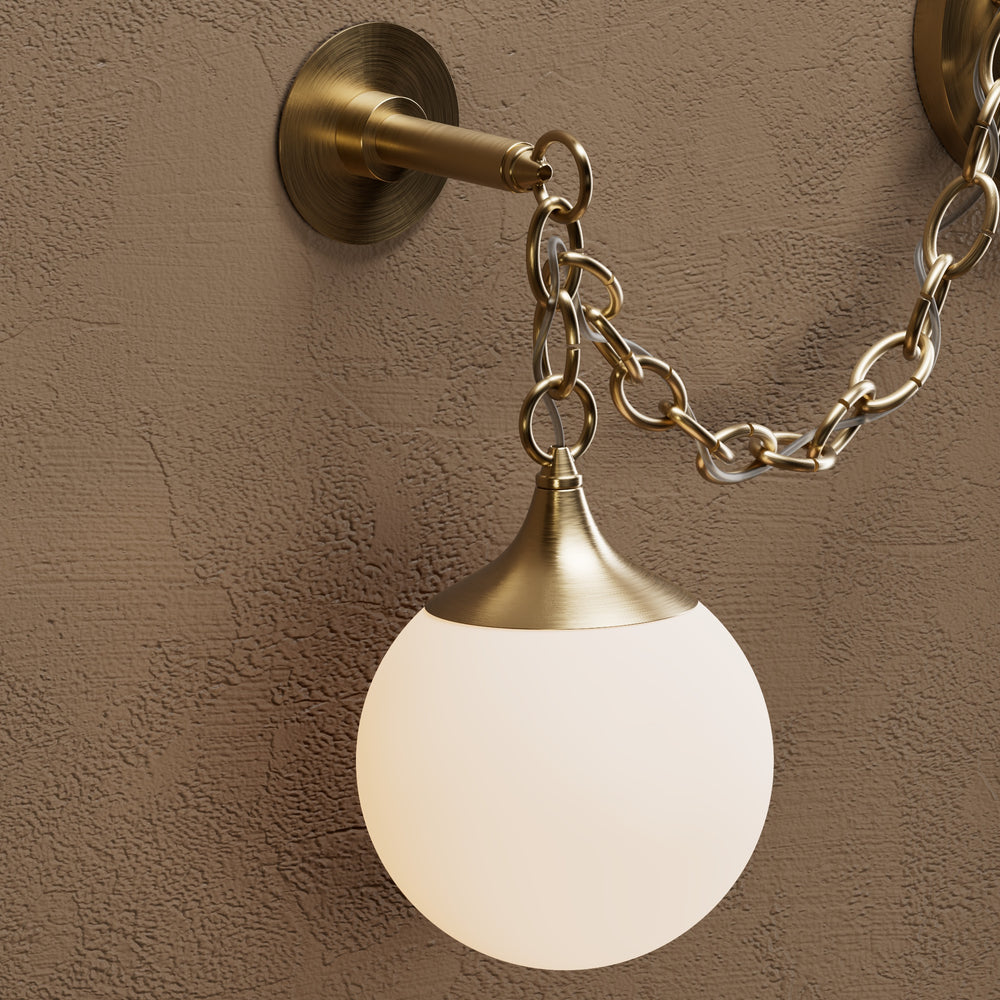 Sauer - Three Light Glass Globe Swag Sconce