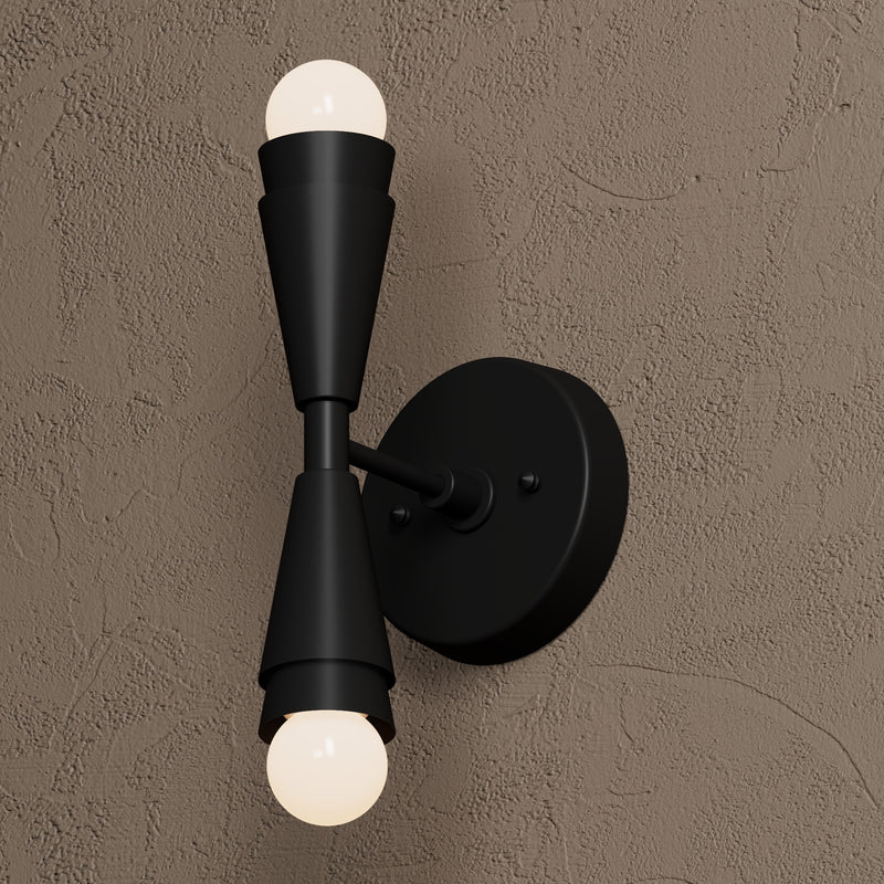 Azure - Two Light Vanity Sconce - Matte Black - Wall Sconce - Custom Lighting By Velora