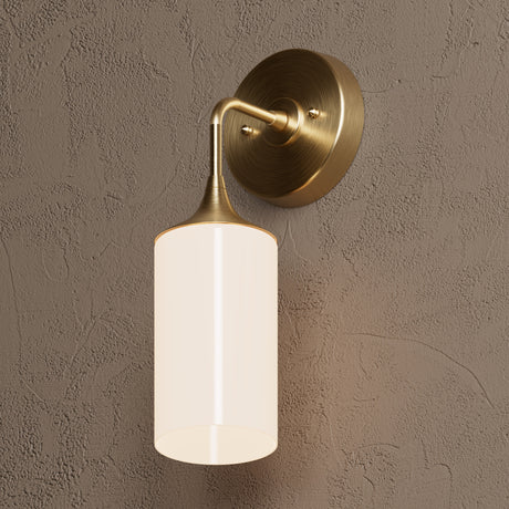 Edmonton - Single Light Wall Sconce - Antique Brass / Gloss White Shade - Wall Sconce - Custom Lighting By Velora