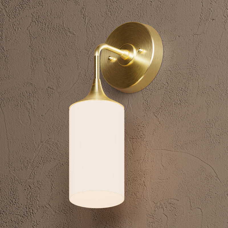 Edmonton - Single Light Wall Sconce - Raw Unlacquered Brass / Matte Frosted Shade - Wall Sconce - Custom Lighting