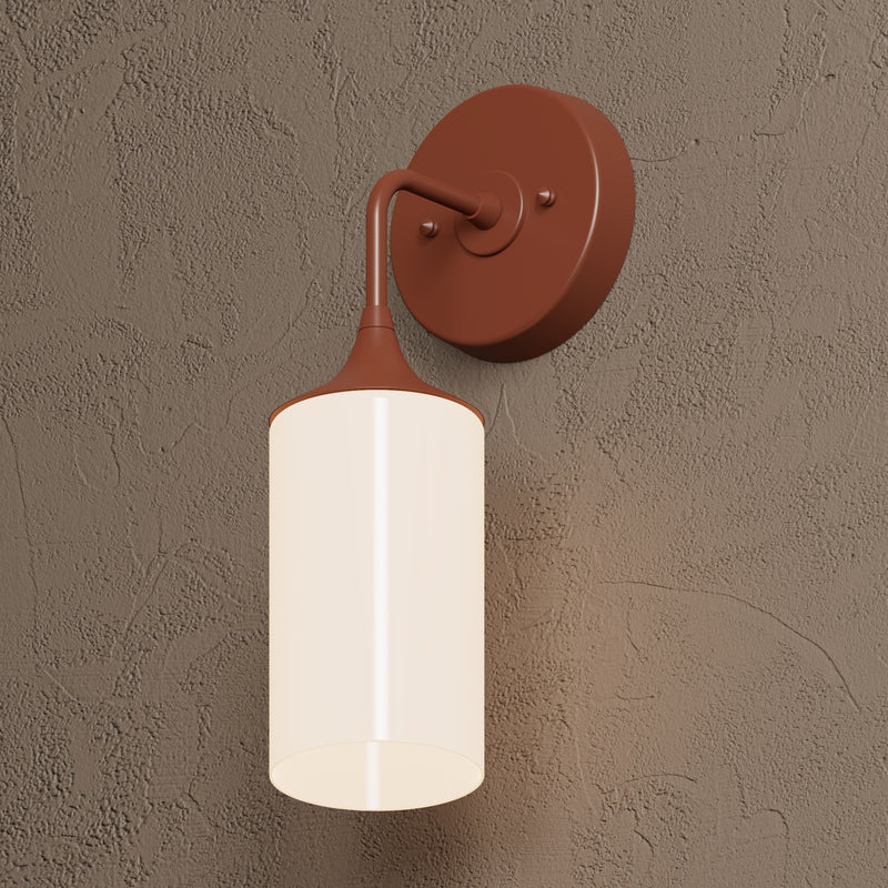 Edmonton - Single Light Wall Sconce - Terra Red / Gloss White Shade - Wall Sconce - Custom Lighting By Velora