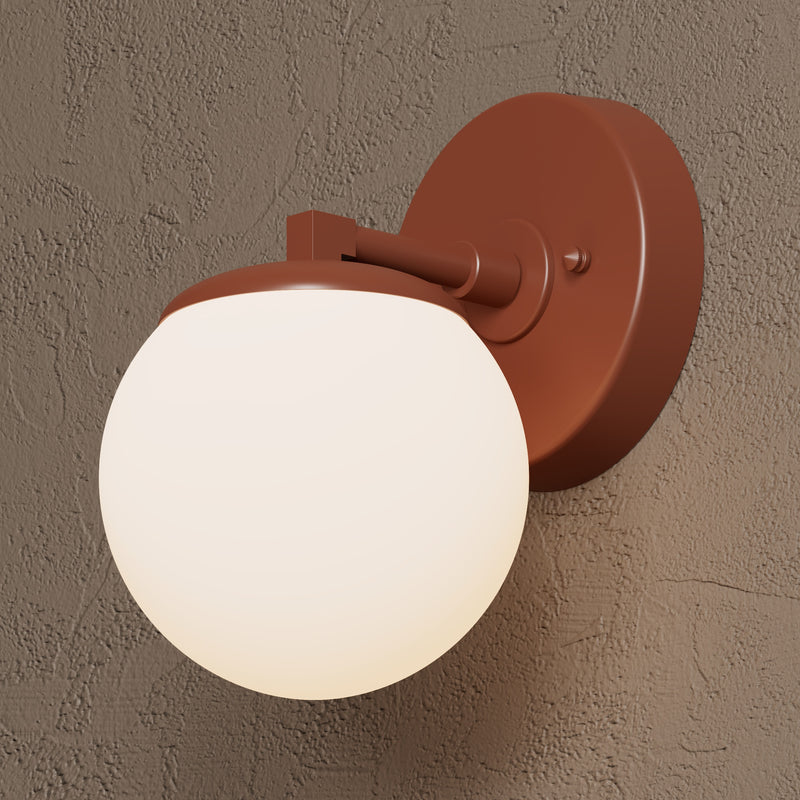 Milam - Single Light Sconce - Terra Red / Matte Frosted Globe - Wall Sconce - Custom Lighting By Velora