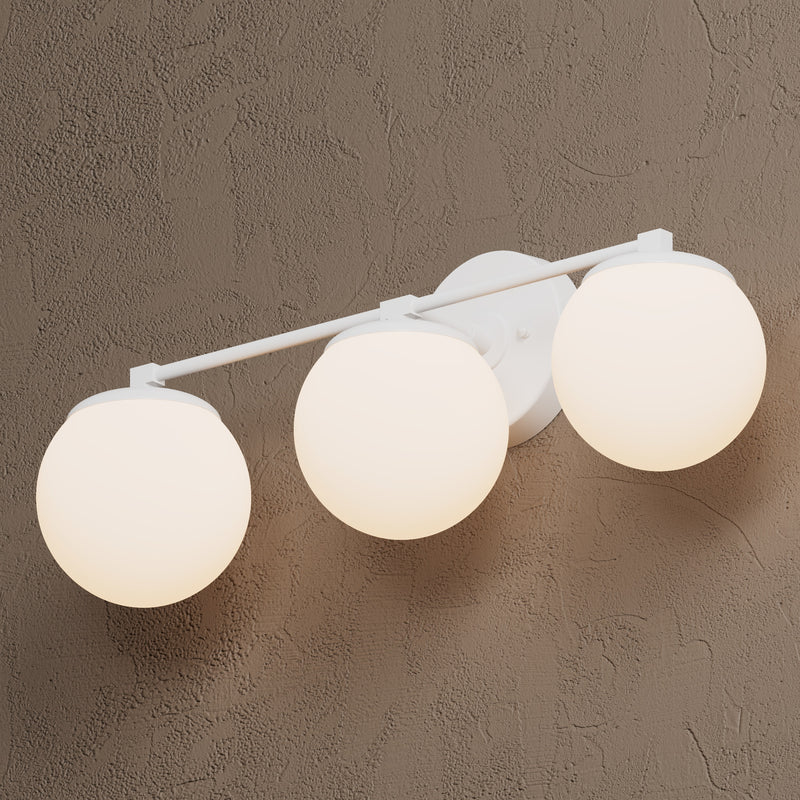 Monroe - Three Light Bathroom Vanity - Matte White / Matte Frosted Globes - Wall Sconce - Custom Lighting By Velora