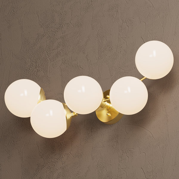 Owasso Wall Vanity, Handcrafted Mid Century Modern Lighting Five