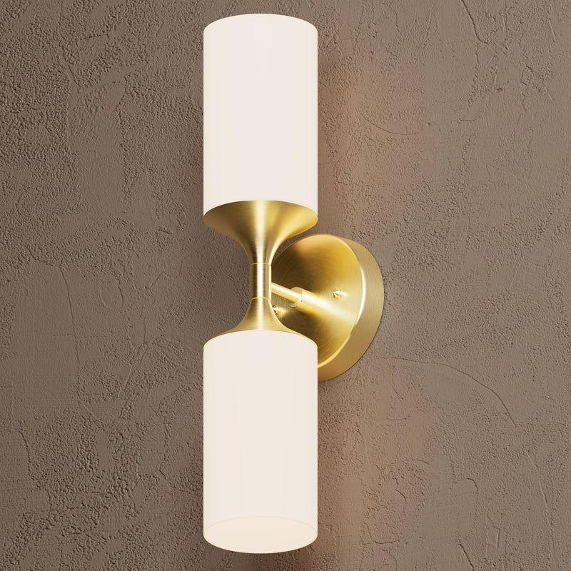 Richmond - Two Light Sconce - Raw Unlacquered Brass / Matte Frosted Shades - Wall Sconce - Custom Lighting By Velora