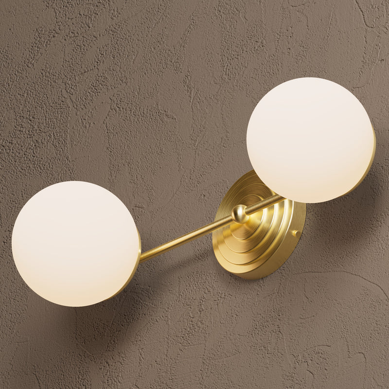 Summit - Two Light Bathroom Vanity - Raw Unlacquered Brass / Matte Frosted Globes - Wall Light Fixtures - Custom