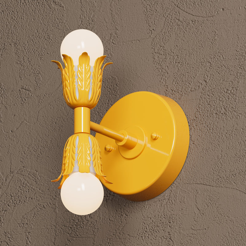 Topeka - Two Light Sconce - Yellow Ochre - Wall Sconce - Custom Lighting By Velora