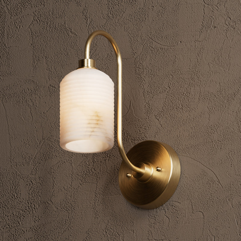 Fairhope - Alabaster Single Light Sconce - Antique Brass - Wall Sconce - Custom Lighting By Velora